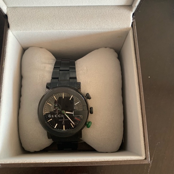Slightly Worn Gucci Men's G-Chrono Chronograph Black Stainless Steel Watch - Picture 8 of 10